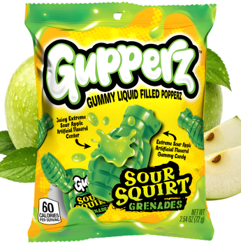 Gupperz - Gummy Liquid Filled Popperz Sour Squirt Grenades 72g
